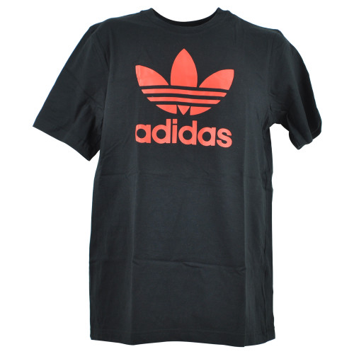 Adidas Original Brand Logo Mens Black Red Short Seeve Crew Neck Tshirt Tee Small