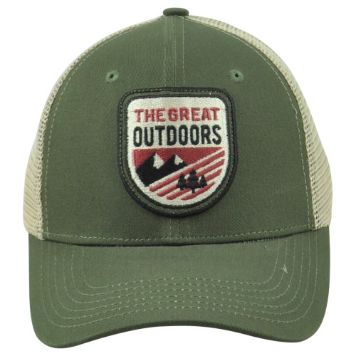 The Great Outdoors Mountain Hike Olive Trucker Mesh Snapback Adults Hat Cap