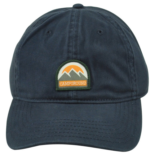 Campground Camping Outdoor Navy Mountains Adjustable Adults Curved Bill Hat Cap
