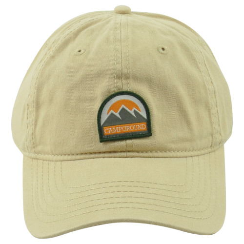 Campground Camping Outdoor Beige Mountains Adjustable Adults Curved Bill Hat Cap