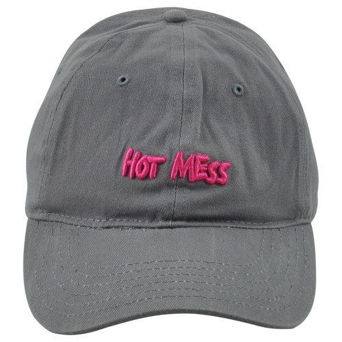 Hot Mess Gray Garment Washed Adults Curved Bill Adjustable Funny Novelty Hat Cap