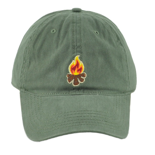 Camp Fire Garment Washed Adults Curved Bill Adjustable Funny Novelty Hat Cap