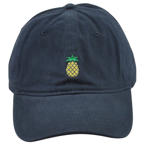 Block Headwear Pineapple Navy Blue Adults Unisex Curved Bill Adjustable Hat Cap