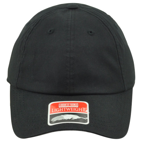 American Needle Lightweight Relaxed Blank Black Cotton Adjustable Adults Hat Cap
