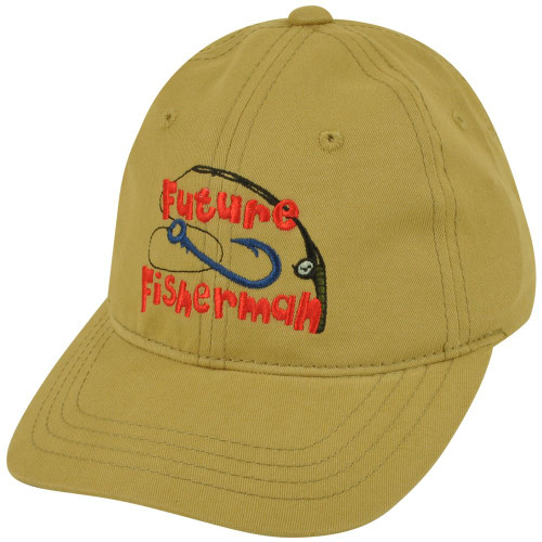Wings Beachwear Future Fisherman Youth Relaxed Adjustable Velcro Khaki Hat Cap