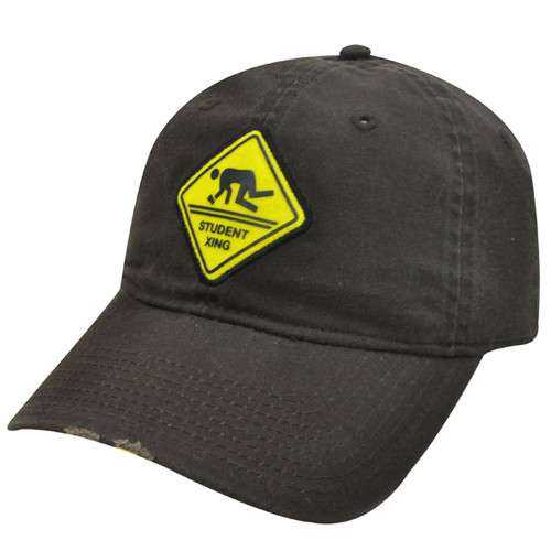 STUDENT XING YELLOW CROSSING HAT CAP GARMENT WASH BROWN