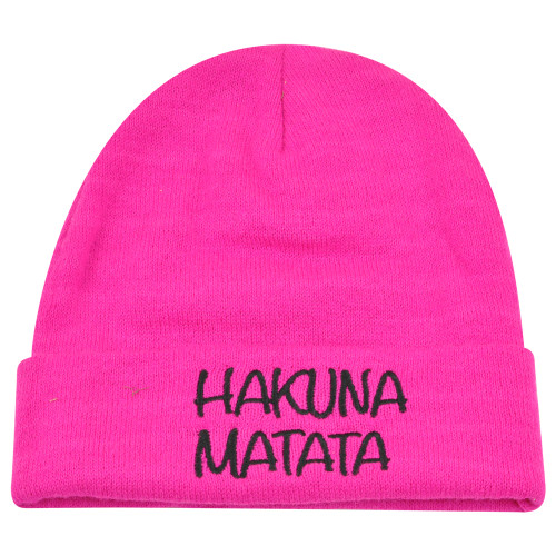 Disney The Lion King Hakuna Matata Hot Pink Women Ladies Cuffed Beanie Knit Hat