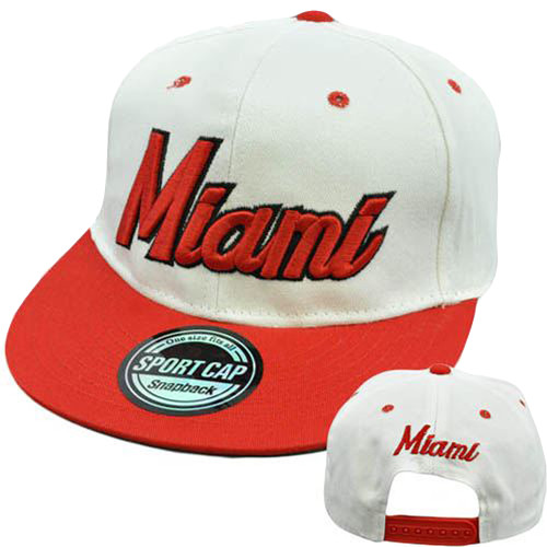 Miami Florida South Beach City Town Flat Bill Brim Snapback 100% Cotton Hat Cap