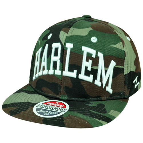 Zephyr Harlem New York City Super Star Camo Big Apple Flat Bill Snapback Hat Cap