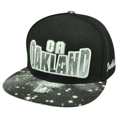 Oakland California Galactic Sublimated Galaxy Flat Bill Snapback Black Hat Cap