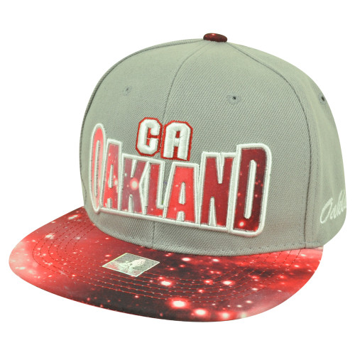 Oakland California Galactic Sublimated Galaxy Flat Bill Snapback Grey Hat Cap