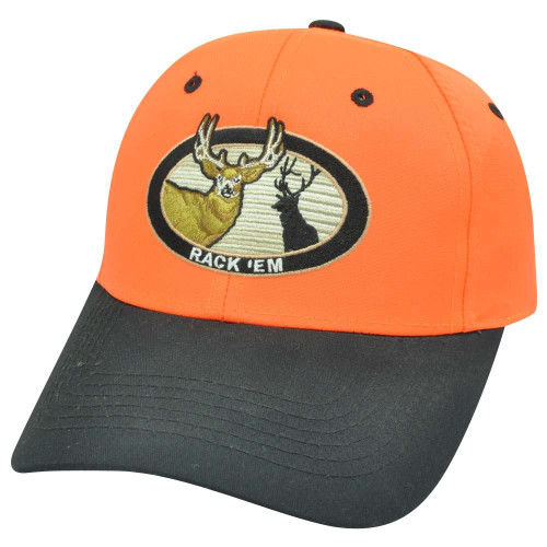 Rack Em Twill Cotton Deer Hunting Hunt Velcro Hat Cap Outdoors Neon Blk Two Tone