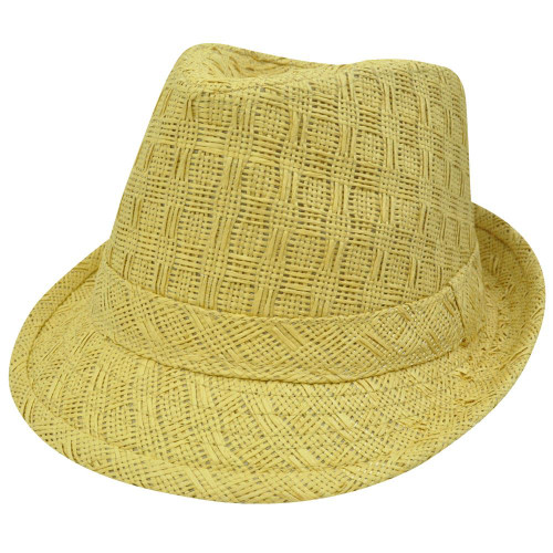 FEDORA TRILBY ALL KHAKI WOVEN PAPER HAT SMALL MEDIUM