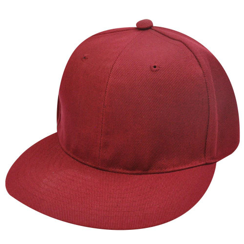 BLANK PLAIN MAROON FLAT BILL FITTED HAT CAP XLARGE