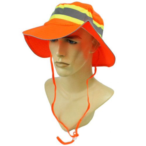 Neon Construction Safety Hat Reflective Silver Tape Booney Mesh Large XL Hat Cap
