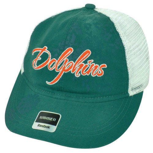 NFL Miami Dolphins Reebok Women's Adjustable Snap Back Green Mesh Cap Hat DH1688