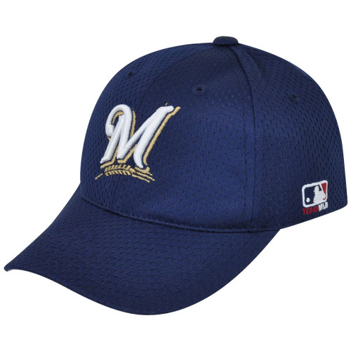MLB Milwaukee Brewers MLB375 Mesh Stretch Fit Youth Blue Teen Boys Kids Hat Cap