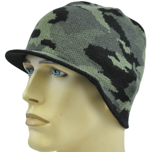 Faded Glory Youth Kids Child One Size Camo Hunting Billed Beanie Knit Hat Skully