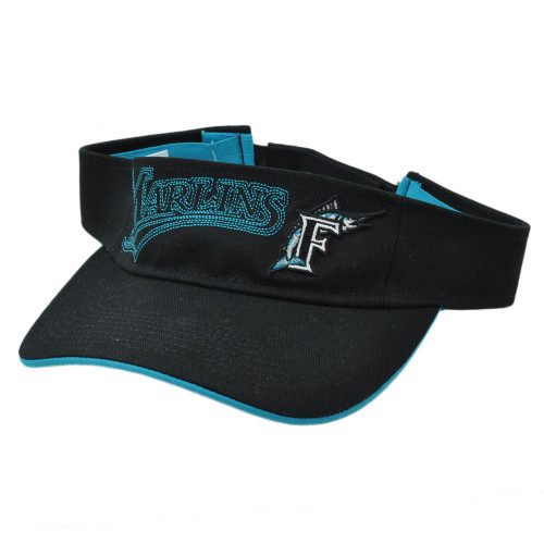 MLB Florida Marlins Retro Sun Visor Fan Favorite Velcro Black Teal Baseball Hat