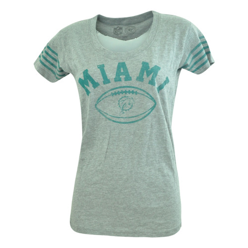 NFL '47 Brand Miami Dolphins Women Ladies Hot Shot Scoop Neck Tshirt Tee