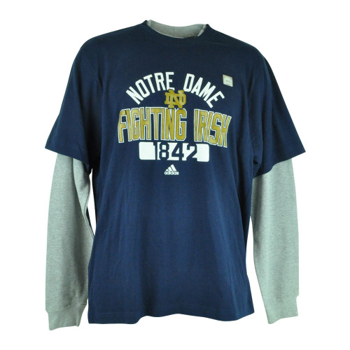 NCAA Adidas Notre Dame Fighting Irish Thermo Long Sleeve Shirt Mens Tee