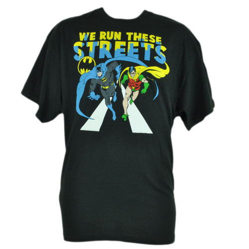 Batman and Robins We Run These Streets DC Comics Super Heroes Tshirt Black