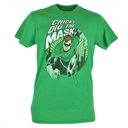 DC Comics Green Lantern Chicks Dig The Mask Distressed Graphic Tshirt Tee