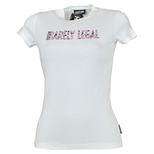 Hustler Brand Barely Legal White Camouflage Camo Petite Womens Tshirt Tee