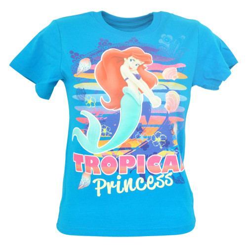 Official Disney Little Mermaid Tropical Sea Princess Youth Girls Tshirt Tee