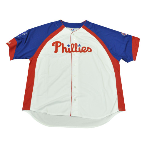 MLB Majestic Philadelphia Phillies Button Up Authentic Baseball Jersey 5XLarge