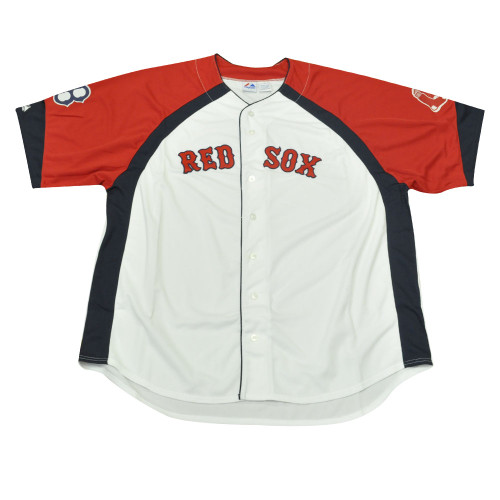 MLB Majestic Boston Red Sox Traditional Button Authentic Baseball Jersey 5XLarge