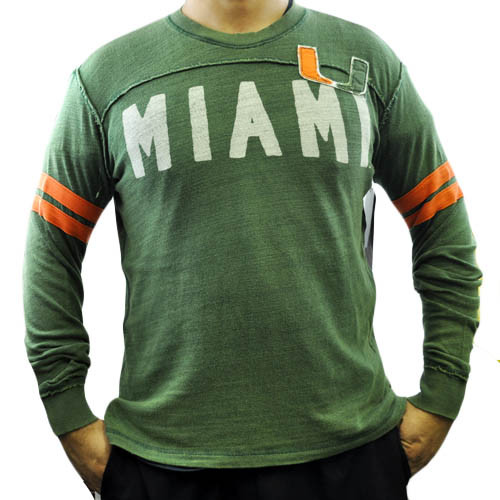 NCAA Miami Hurricanes Rave Cotton Long Sleeve Shirt Sweatshirt GIII Sports Small