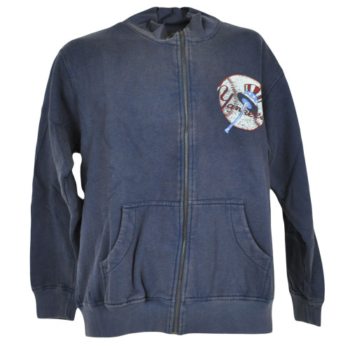 MLB New York Yankees Distressed Faded Zipper Sweater Vintage Jacket Fleece