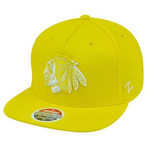 NHL Zephyr Chicago Blackhawks Popsicle Neon Yellow Snapback Flat Bill Hat Cap 