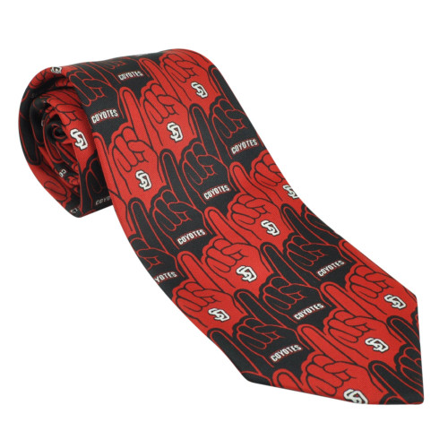 NCAA South Dakota Coyotes Mens Neck Tie Fan Finger Wall Paper Apparel Office Red