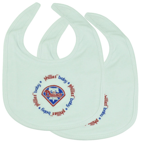 MLB Philadelphia Phillies White Baby Fanatic Cloth Bibs Velcro 2 Pack One Size 
