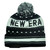 New Era The NE Jake Black White Winter Warm Cuffed Striped Beanie Knit Hat Pom