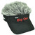 The Big One Flair Faux Fur Hair Grey Black Adjustable Velcro Hat Visor Sun Cap 