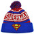 Superman Knit Beanie Pom Pom Cuffed Striped Red Super Hero Hat Warner Bros Comic