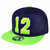 Neon Green Navy Blue 12 Player Flat Bill Snapback Hat Cap Seattle Fan 2Tone 