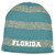 Florida Sunshine State Light Blue Gray Striped Knit Beanie Cuffless Hat Beaches