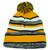 Striped Yellow Black Cuffed Knit Beanie Hat Winter Pom Pom Toque Thick Blank 