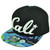 Cali California 3D Hawaiian Floral Flower Brim Hat Cap Snapback BLK Blue Green
