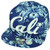 Cali California All Over Hawaiian Floral Hat Cap Nylon Snapback Blue White Palms