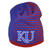 NCAA Kansas Jayhawks 047KZ Striped Pattern Knit Beanie Red Blue Hat One Size