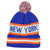 Top Level New York State USA Adult Blue Pom Pom Cuffed  Knit Beanie Hat Winter