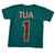 Miami Dolphins Football Tua Tagovailoa #1 Teal Youth Kids Tshirt Tee