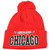 Chicago City Chi Town Cuffed Red Beanie Pom Pom Knit One Size Winter Warm Hat