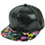 Floral Flower Flat Bill Pattern Faux Snake Skin Blank Plain Snapback Hat Cap Blk