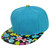 Blank Solid Plain Blue Flower Floral Faux Leather Flat Bill Snapback Hat Cap